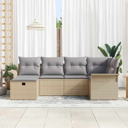 Set Divano da Giardino con cuscino 6 pcs Poly Rattan