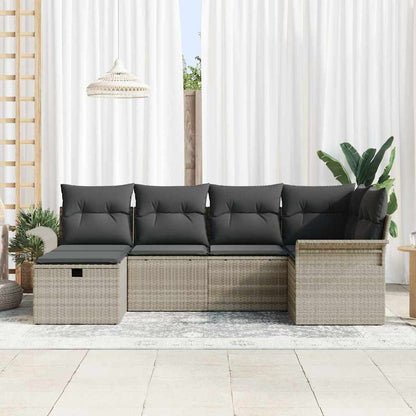Set Divano da Giardino con cuscino 6 pcs Poly Rattan