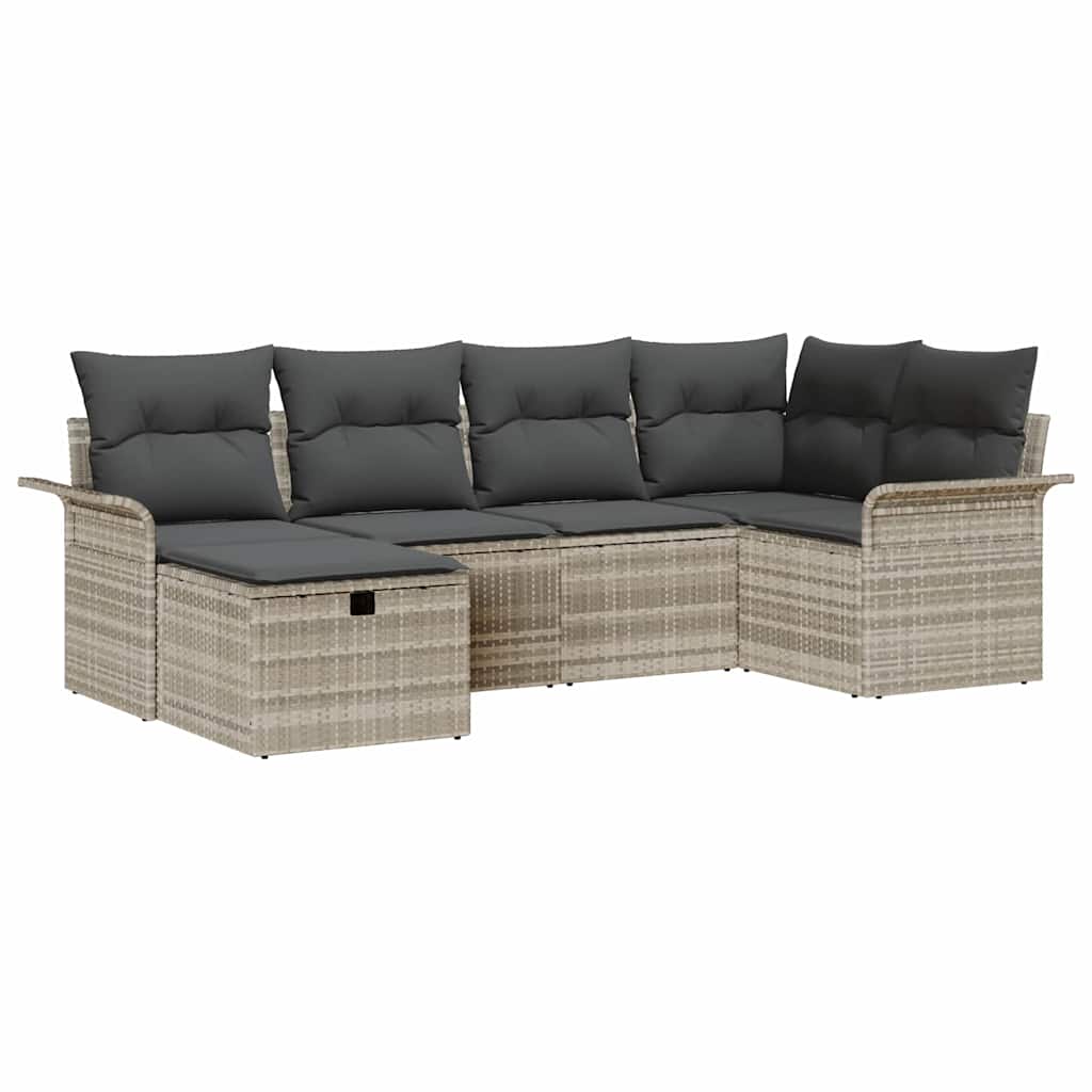 Set Divano da Giardino con cuscino 6 pcs Poly Rattan