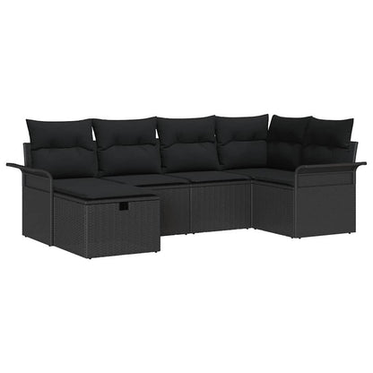 Set Divano da Giardino con cuscino 6 pcs Poly Rattan