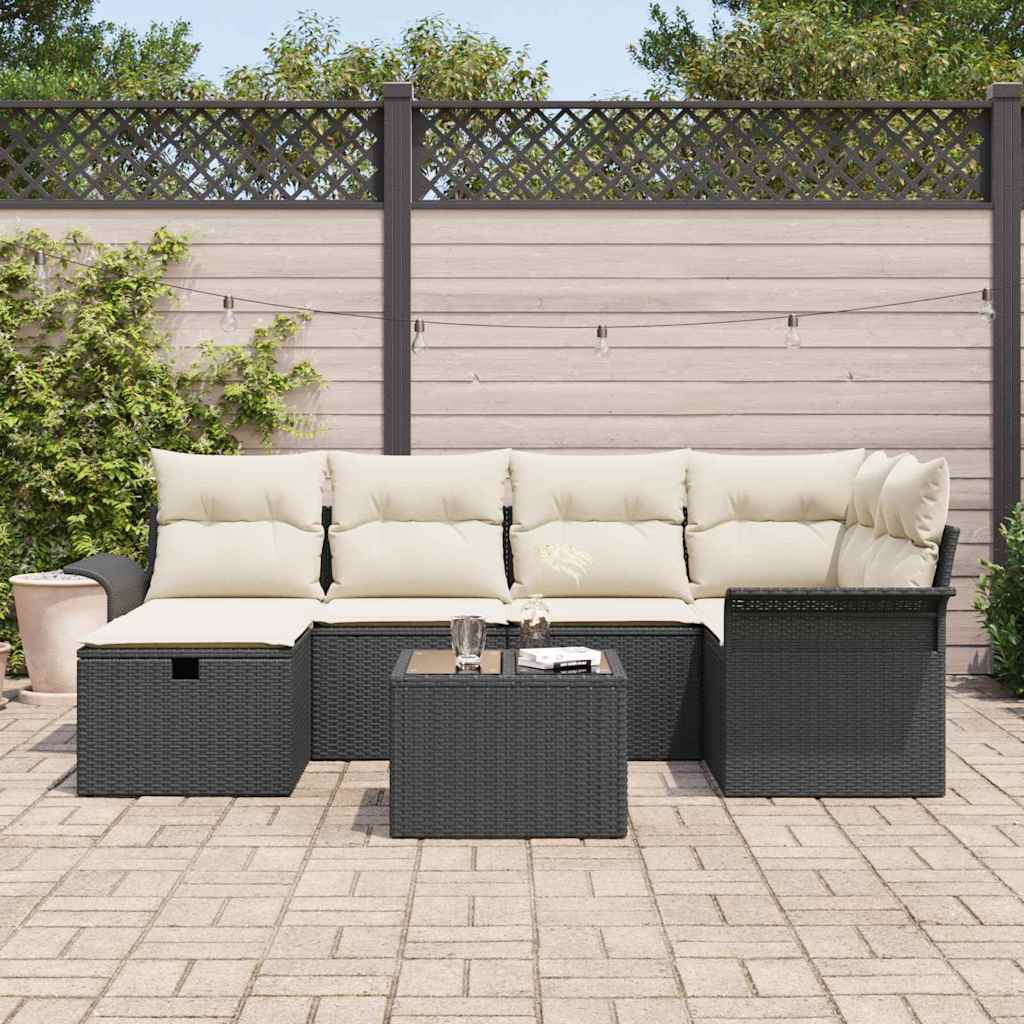 Set Divano da Giardino con cuscino 7 pcs Poly Rattan