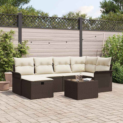 Set Divano da Giardino con cuscino 7 pcs Poly Rattan