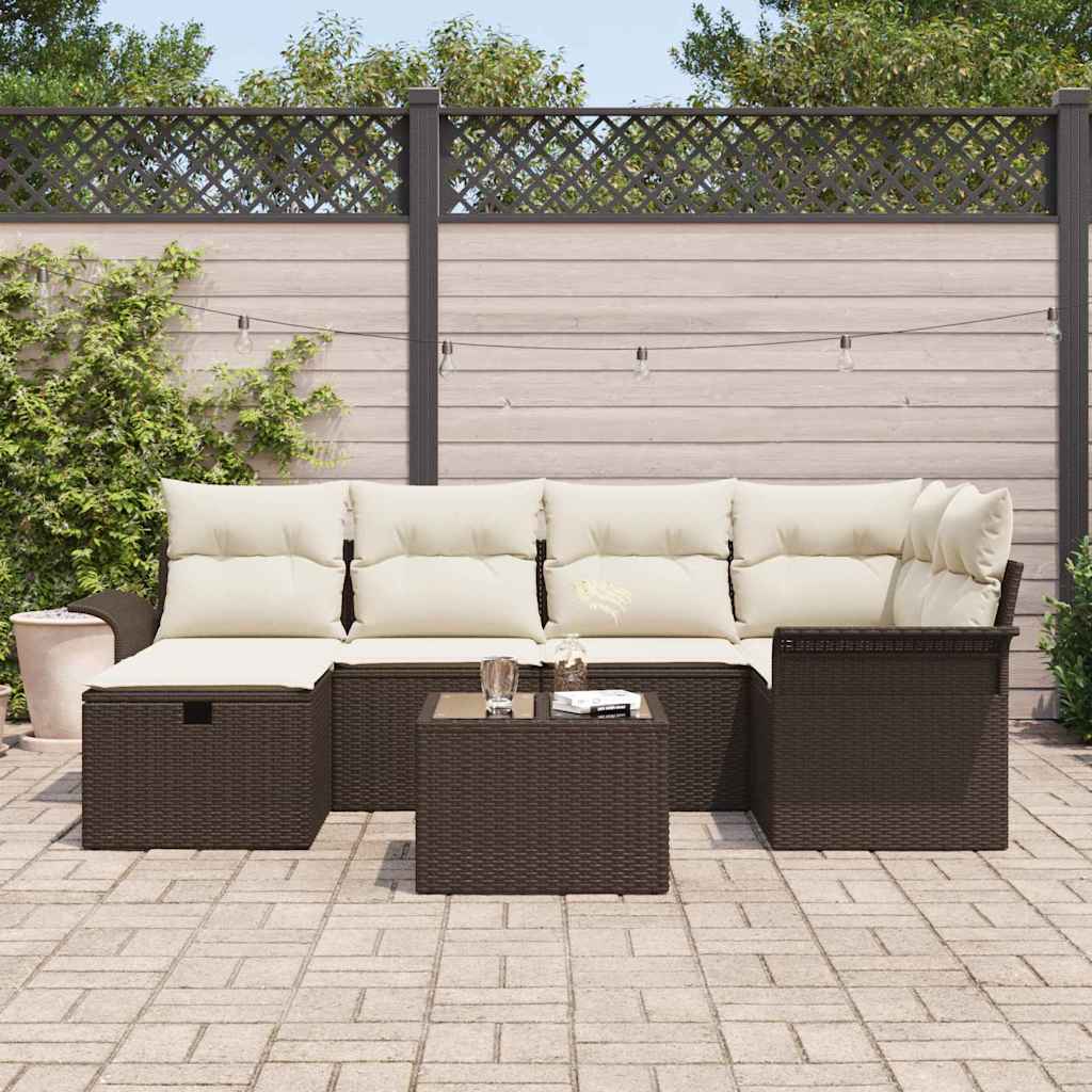 Set Divano da Giardino con cuscino 7 pcs Poly Rattan