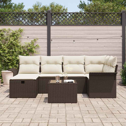 Set Divano da Giardino con cuscino 7 pcs Poly Rattan