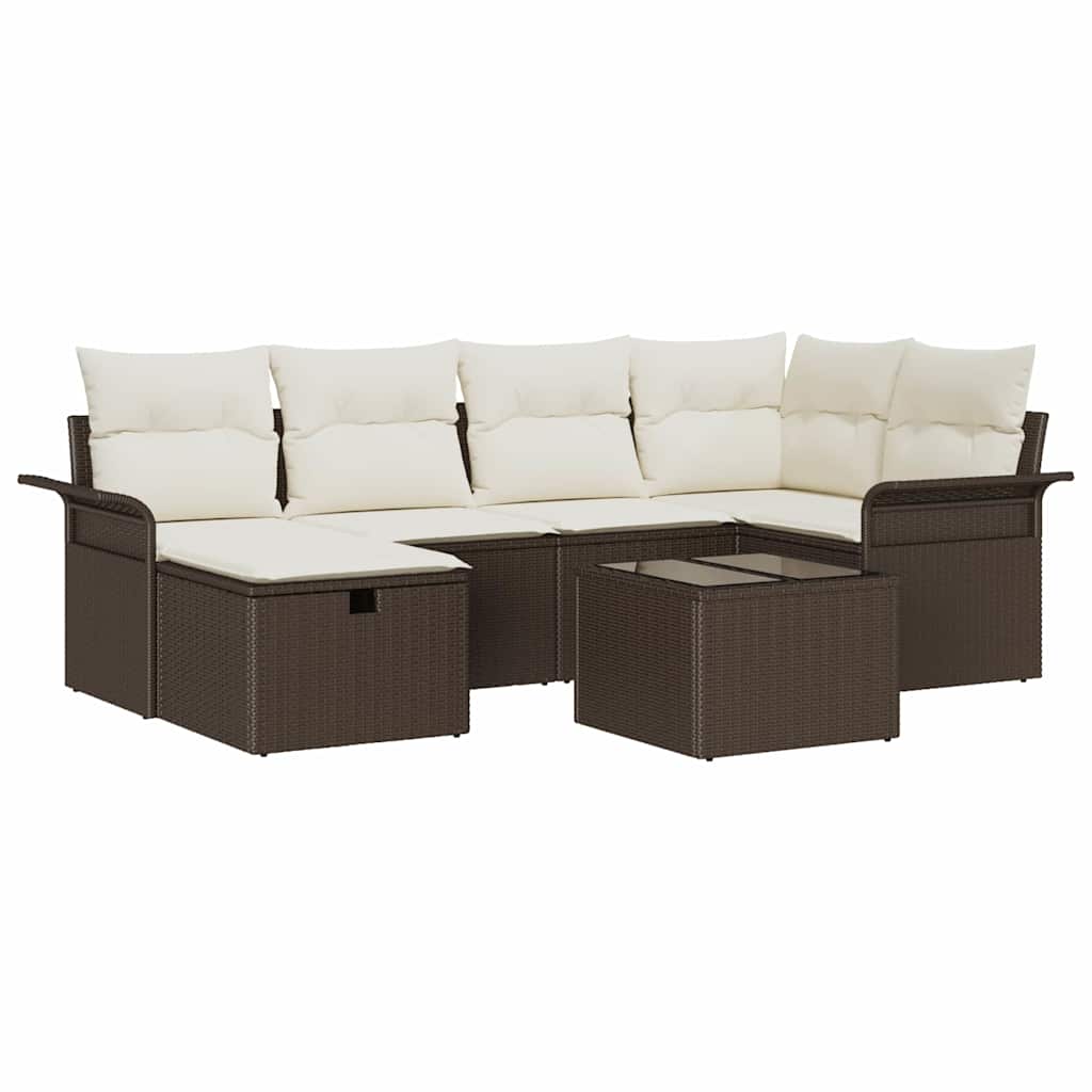 Set Divano da Giardino con cuscino 7 pcs Poly Rattan