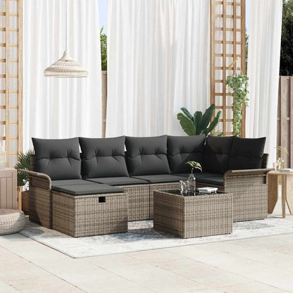 Set Divano da Giardino con cuscino 7 pcs Poly Rattan