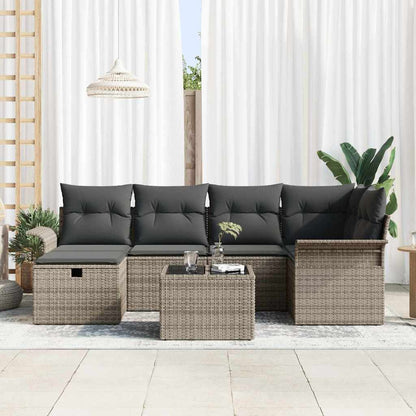 Set Divano da Giardino con cuscino 7 pcs Poly Rattan