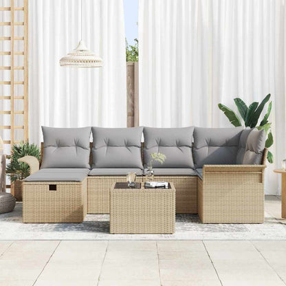 Set Divano da Giardino con cuscino 7 pcs Poly Rattan