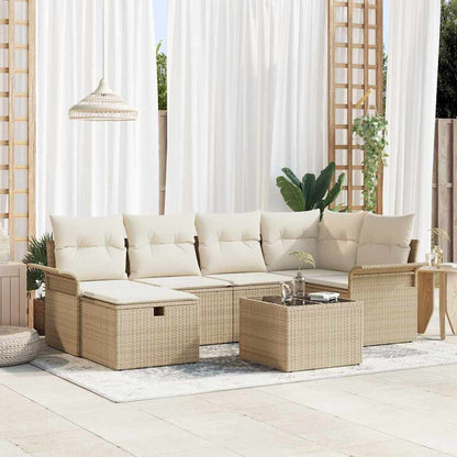 Set Divano da Giardino con cuscino 7 pcs Poly Rattan