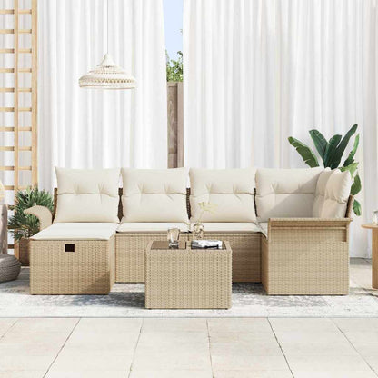 Set Divano da Giardino con cuscino 7 pcs Poly Rattan