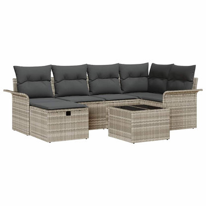 Set Divano da Giardino con cuscino 7 pcs Poly Rattan