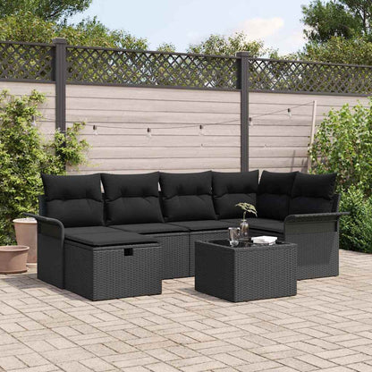 Set Divano da Giardino con cuscino 7 pcs Poly Rattan