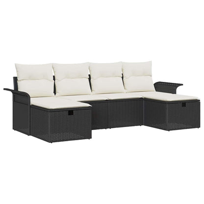 Set Divano da Giardino con cuscino 6 pcs Poly Rattan