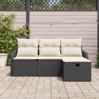 Set Divano da Giardino con cuscino 4 pcs Poly Rattan