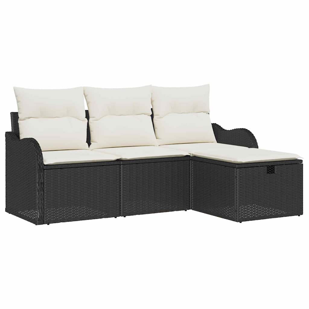 Set Divano da Giardino con cuscino 4 pcs Poly Rattan