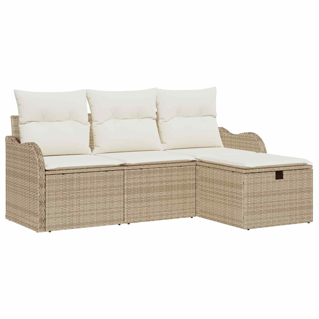 Set Divano da Giardino con cuscino 4 pcs Poly Rattan