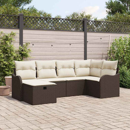 Set Divano da Giardino con cuscino 6 pcs Marrone Poly Rattan