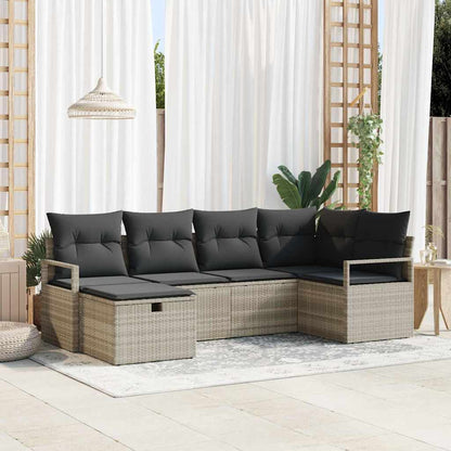 Set Divano da Giardino 6 pcs Grigio chiaro polyrattan