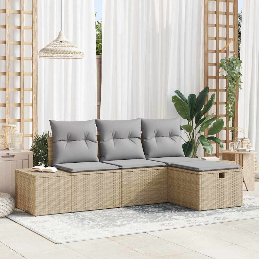 Set di divani con cuscino 4 pcs polyrattan