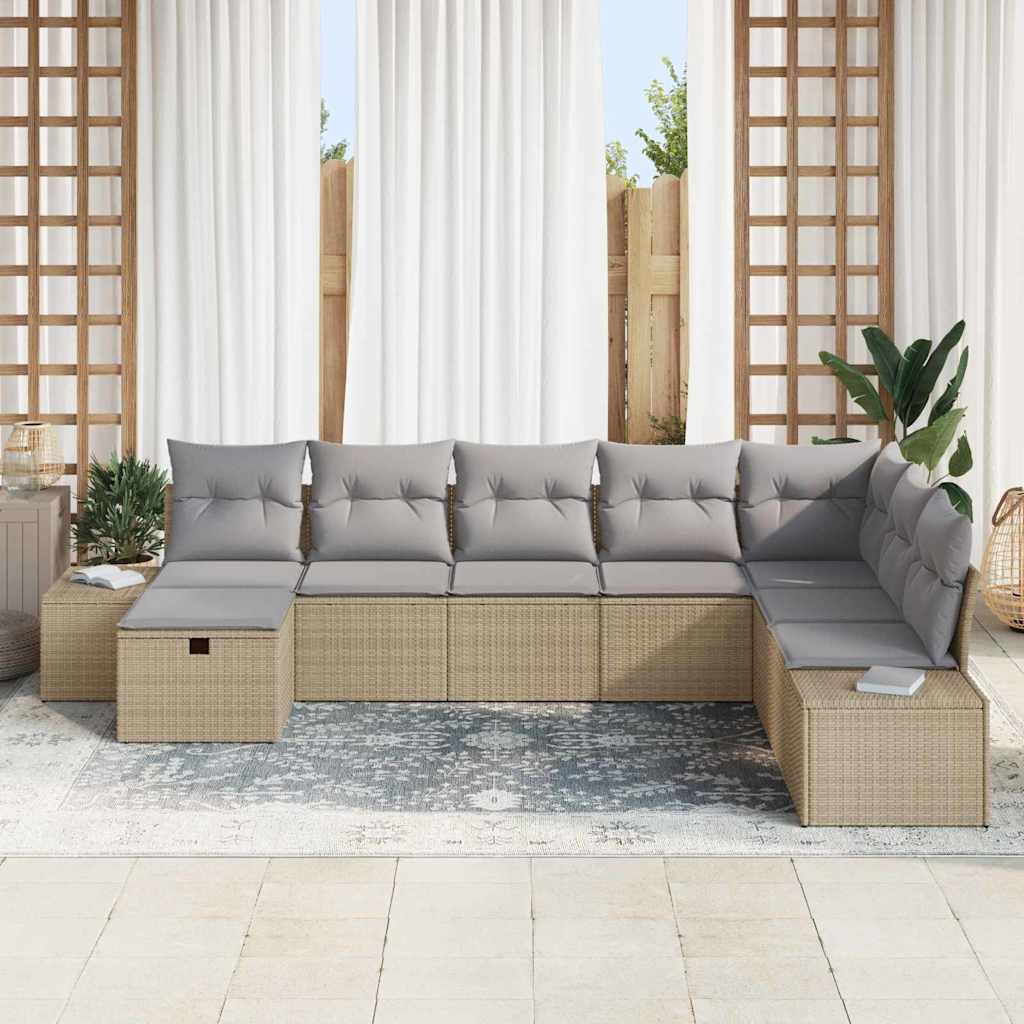 Set Divano da Giardino 8 pcs Beige 55 x 62 x 69 cm Poly Rattan