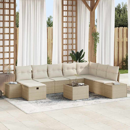 Set Divano da Giardino 9 pcs Beige 55 x 62 x 69 cm Poly Rattan