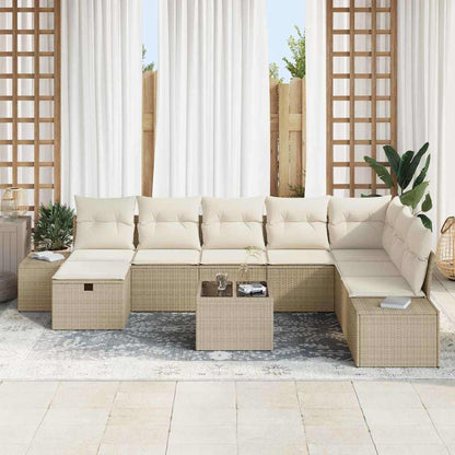 Set Divano da Giardino 9 pcs Beige 55 x 62 x 69 cm Poly Rattan
