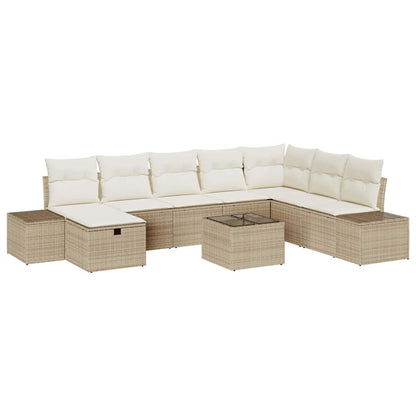 Set Divano da Giardino 9 pcs Beige 55 x 62 x 69 cm Poly Rattan
