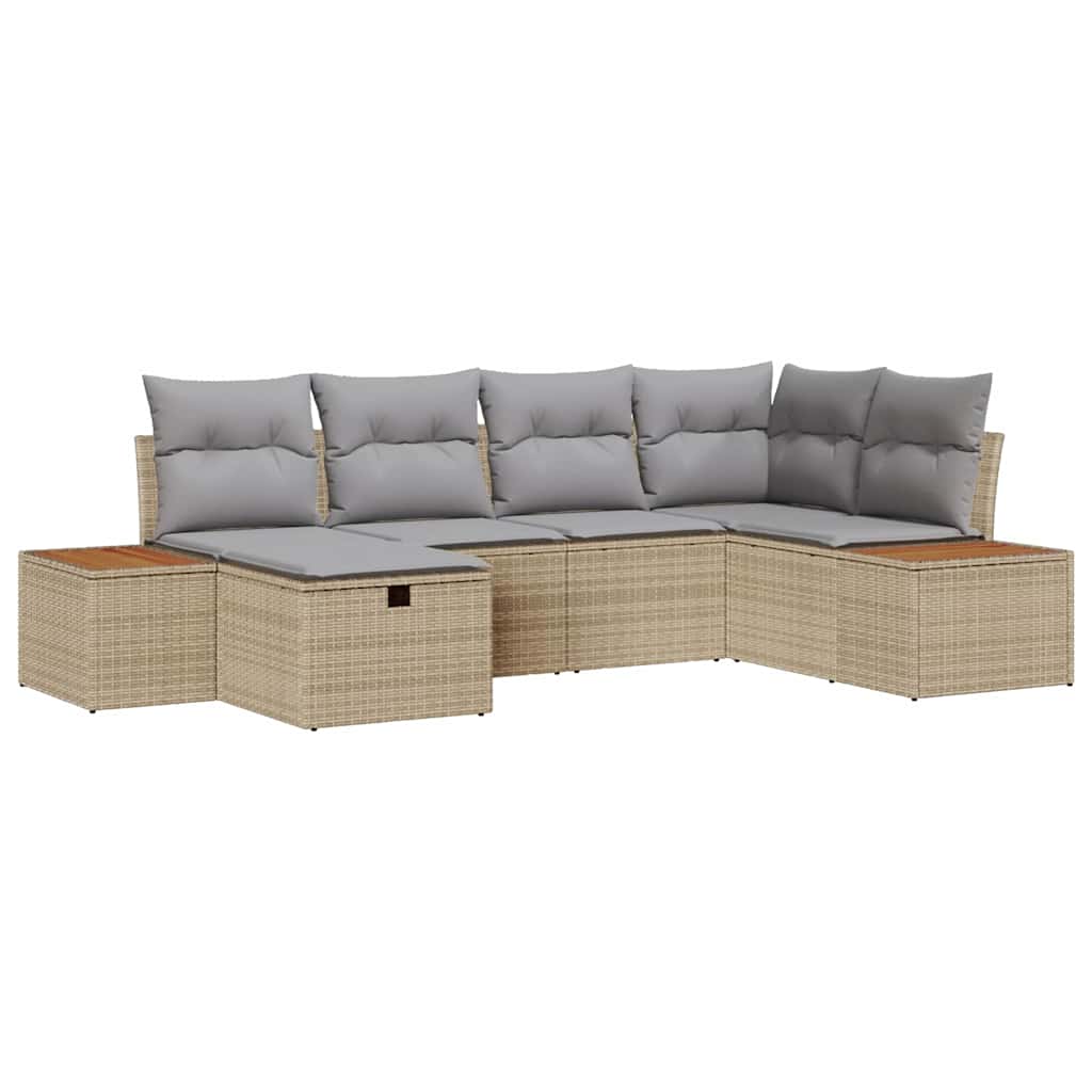 Set Divano da Giardino con cuscino Beige polyrattan