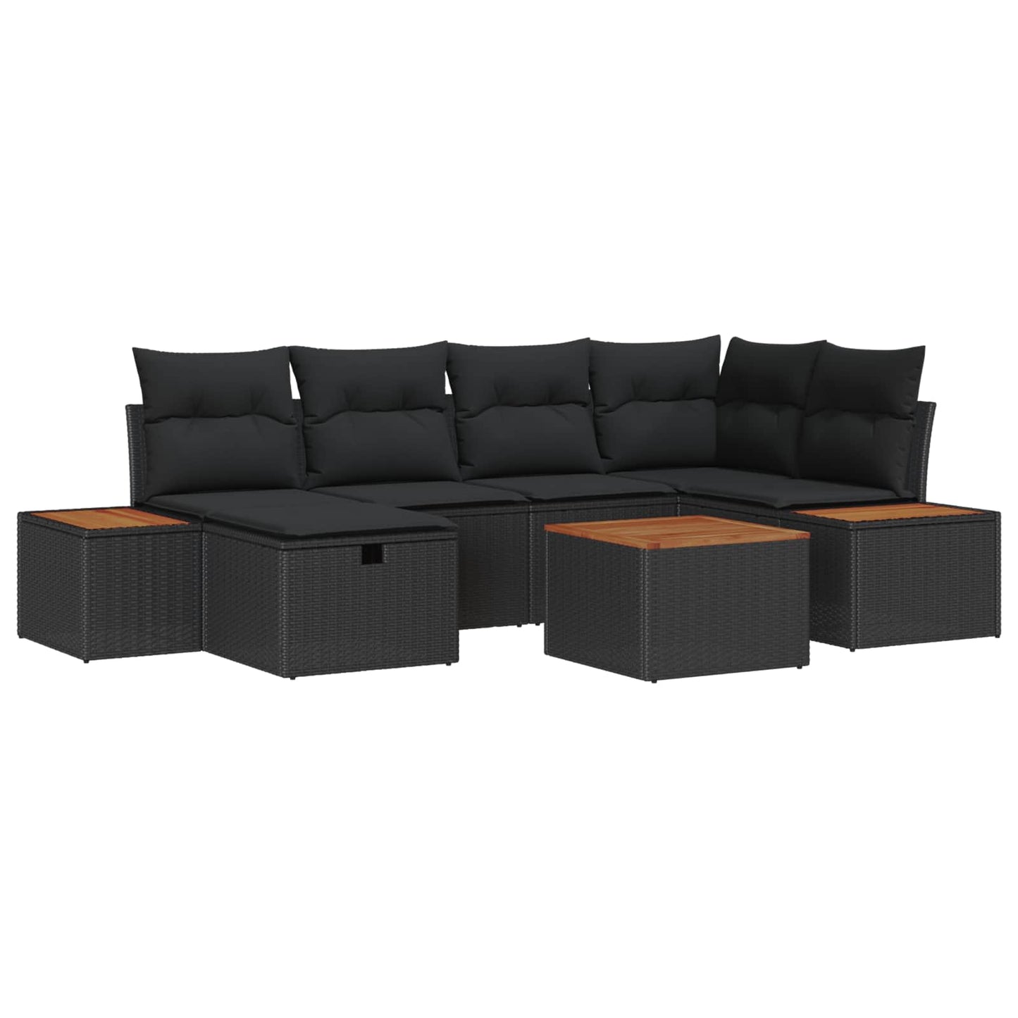 Set Divano da Giardino 7 pcs Nero 55 x 62 x 69 cm Poly Rattan