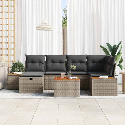 Set Divano da Giardino 7 pcs Grigio 55 x 62 x 69 cm Poly Rattan