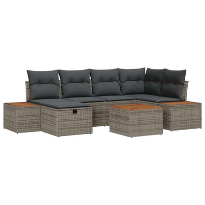 Set Divano da Giardino 7 pcs Grigio 55 x 62 x 69 cm Poly Rattan