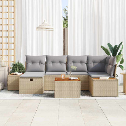 Set Divano da Giardino 7 pcs Beige 55 x 62 x 69 cm Poly Rattan
