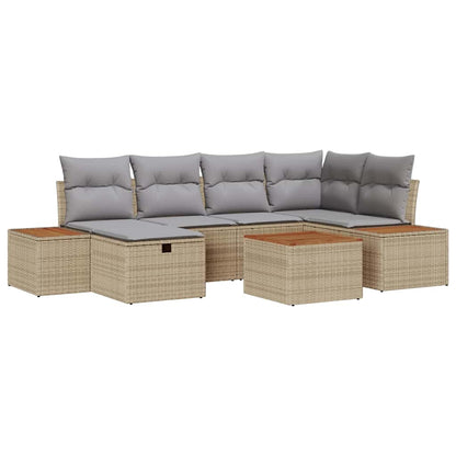Set Divano da Giardino 7 pcs Beige 55 x 62 x 69 cm Poly Rattan