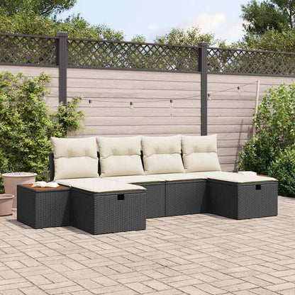 Set Divano da Giardino 6 pcs Nero 55 x 62 x 69 cm Poly Rattan