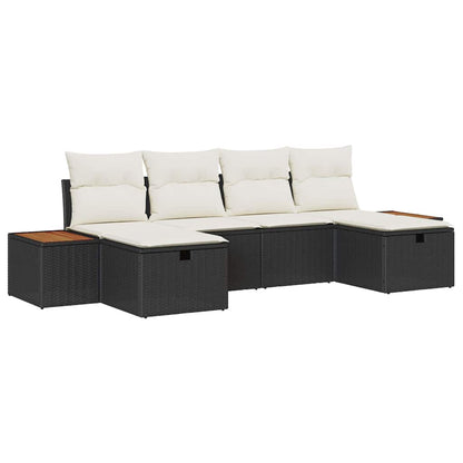 Set Divano da Giardino 6 pcs Nero 55 x 62 x 69 cm Poly Rattan