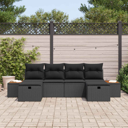 Set Divano da Giardino 6 pcs Nero 55 x 62 x 69 cm Poly Rattan
