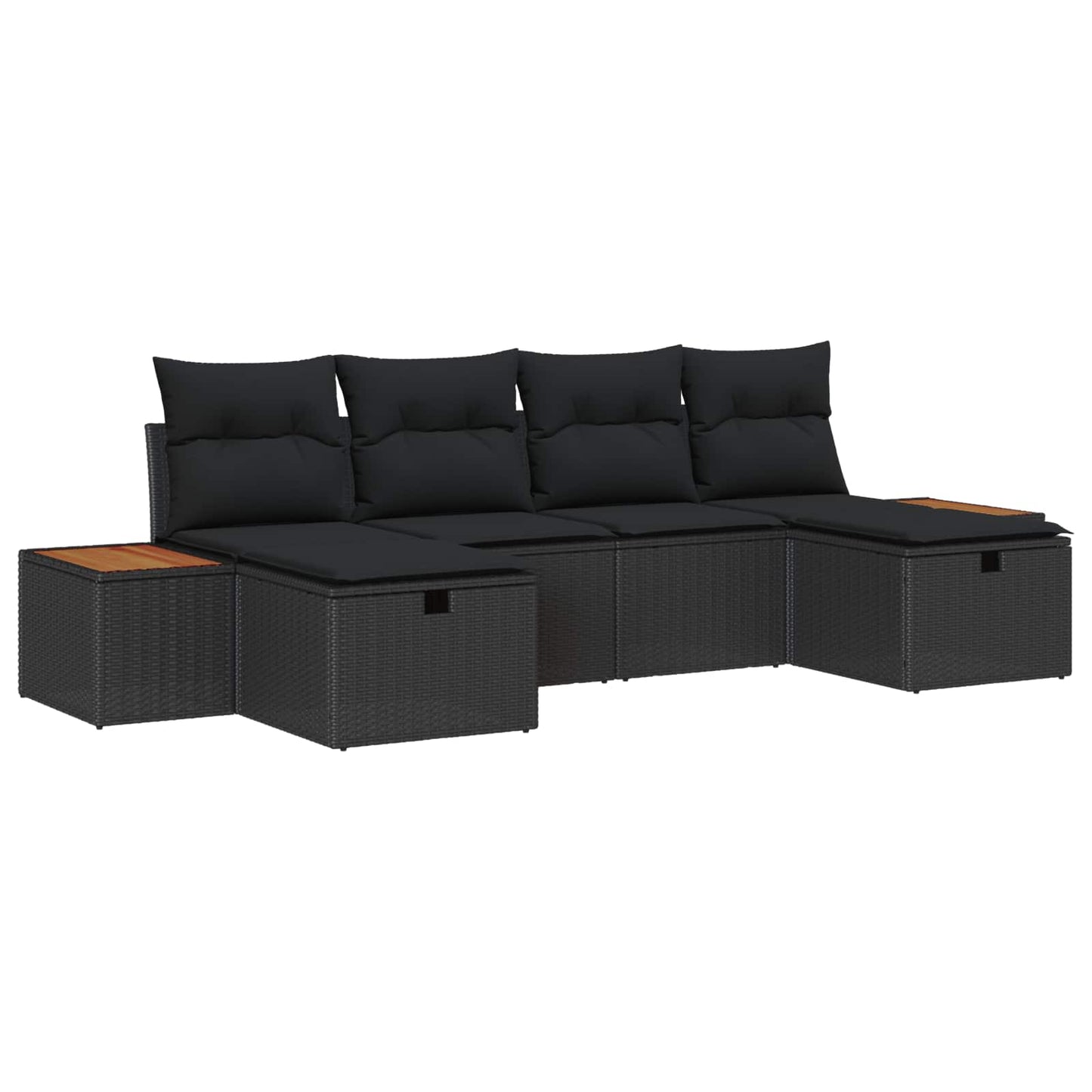 Set Divano da Giardino 6 pcs Nero 55 x 62 x 69 cm Poly Rattan
