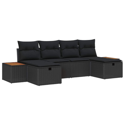 Set Divano da Giardino 6 pcs Nero 55 x 62 x 69 cm Poly Rattan