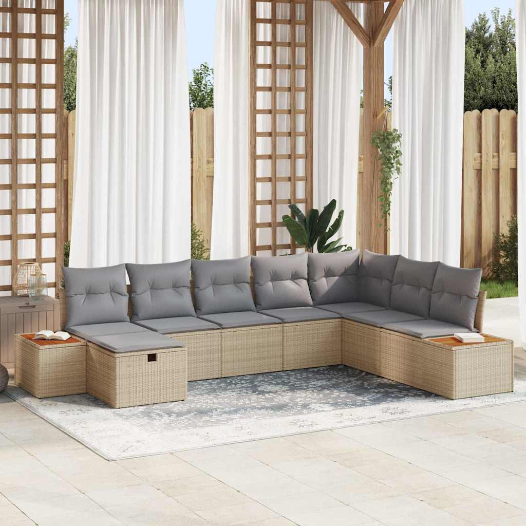 Set Divano da Giardino con cuscino Beige polyrattan