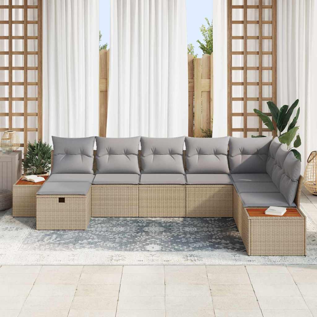 Set Divano da Giardino con cuscino Beige polyrattan