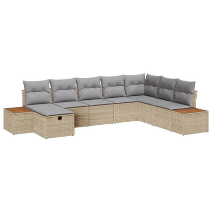 Set Divano da Giardino con cuscino Beige polyrattan