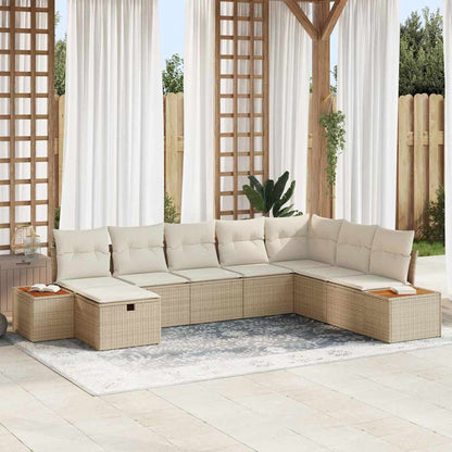 Set Divano da Giardino con cuscino Beige polyrattan