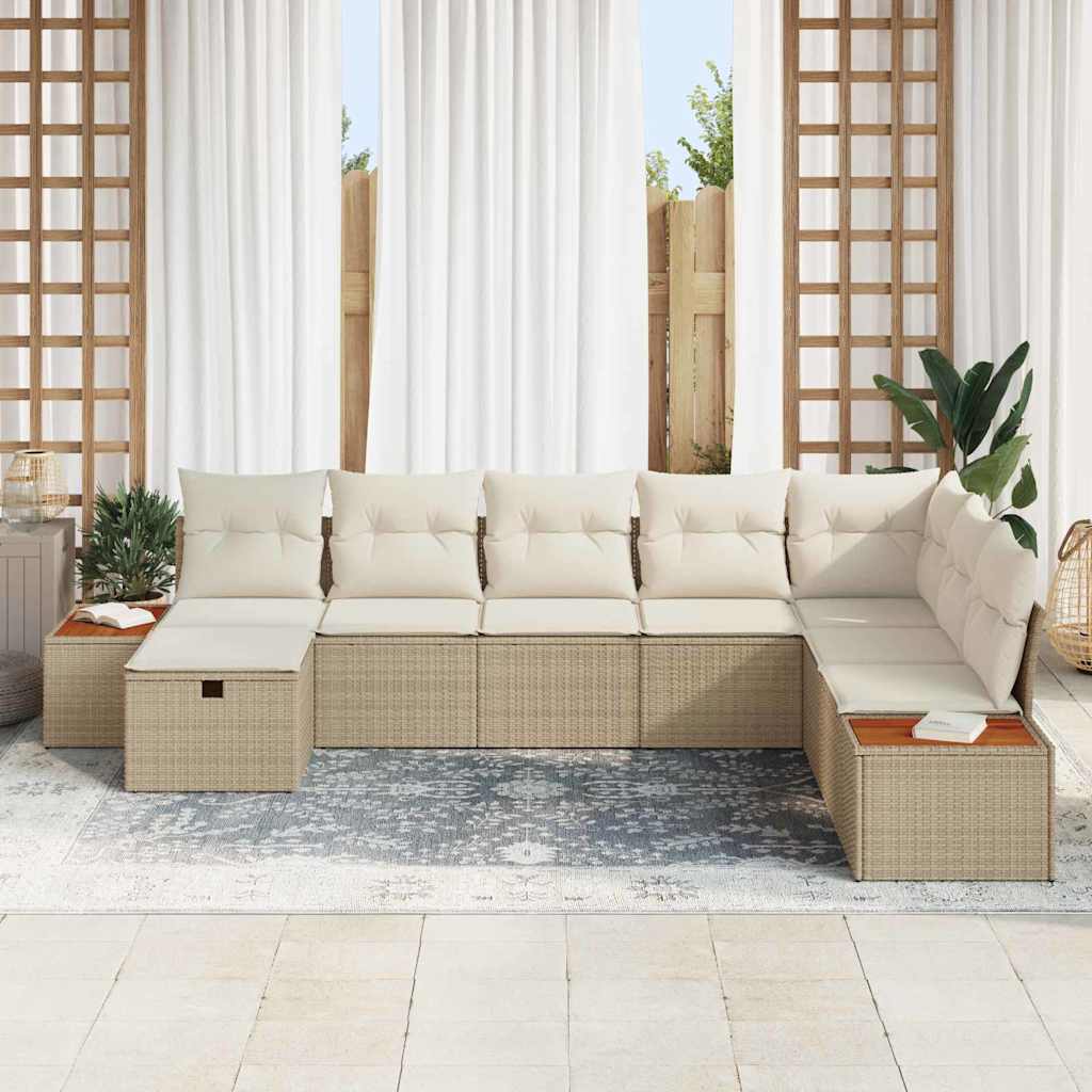 Set Divano da Giardino con cuscino Beige polyrattan