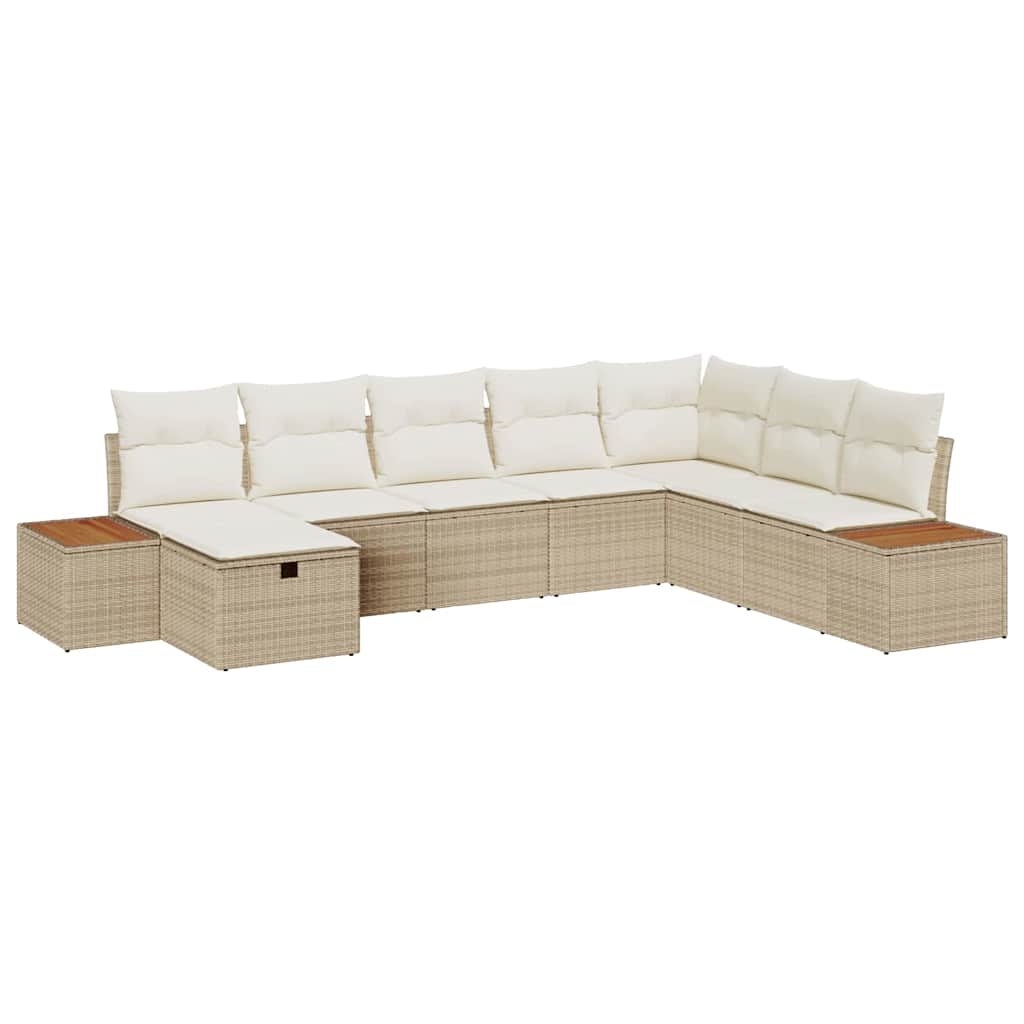 Set Divano da Giardino con cuscino Beige polyrattan