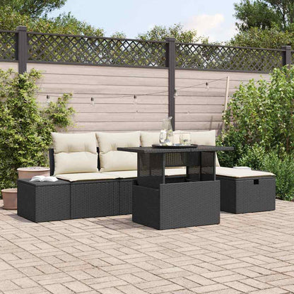 Set Divano da Giardino 6 pcs Nero polyrattan