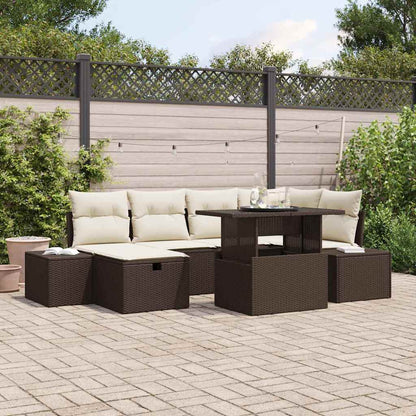 Set Divano da Giardino 7 pcs Marrone polyrattan
