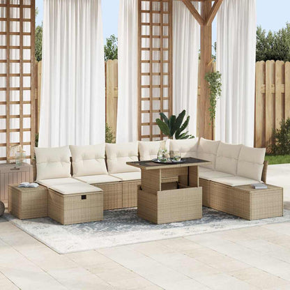 Set Divano da Giardino 9 pcs Beige polyrattan
