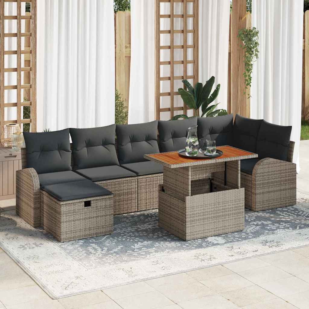 Set Divano da Giardino 8 pcs Grigio polyrattan