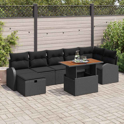 Set Divano da Giardino 8 pcs Nero polyrattan