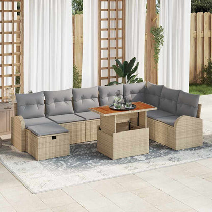 Set Divano da Giardino 9 pcs Beige polyrattan